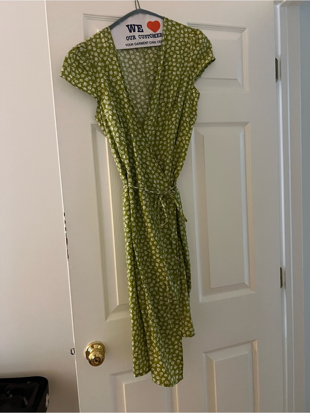 Reformation Green Floral Wrap Midi Dress